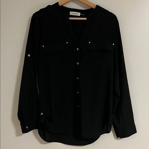 Calvin Klein Women's Elegant Black Button-Down Shirt